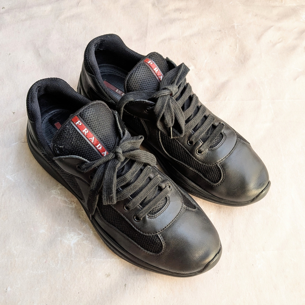 Prada America's Cup Sneakers Black Red Men 10.5 Leather - Picture 2 of 16